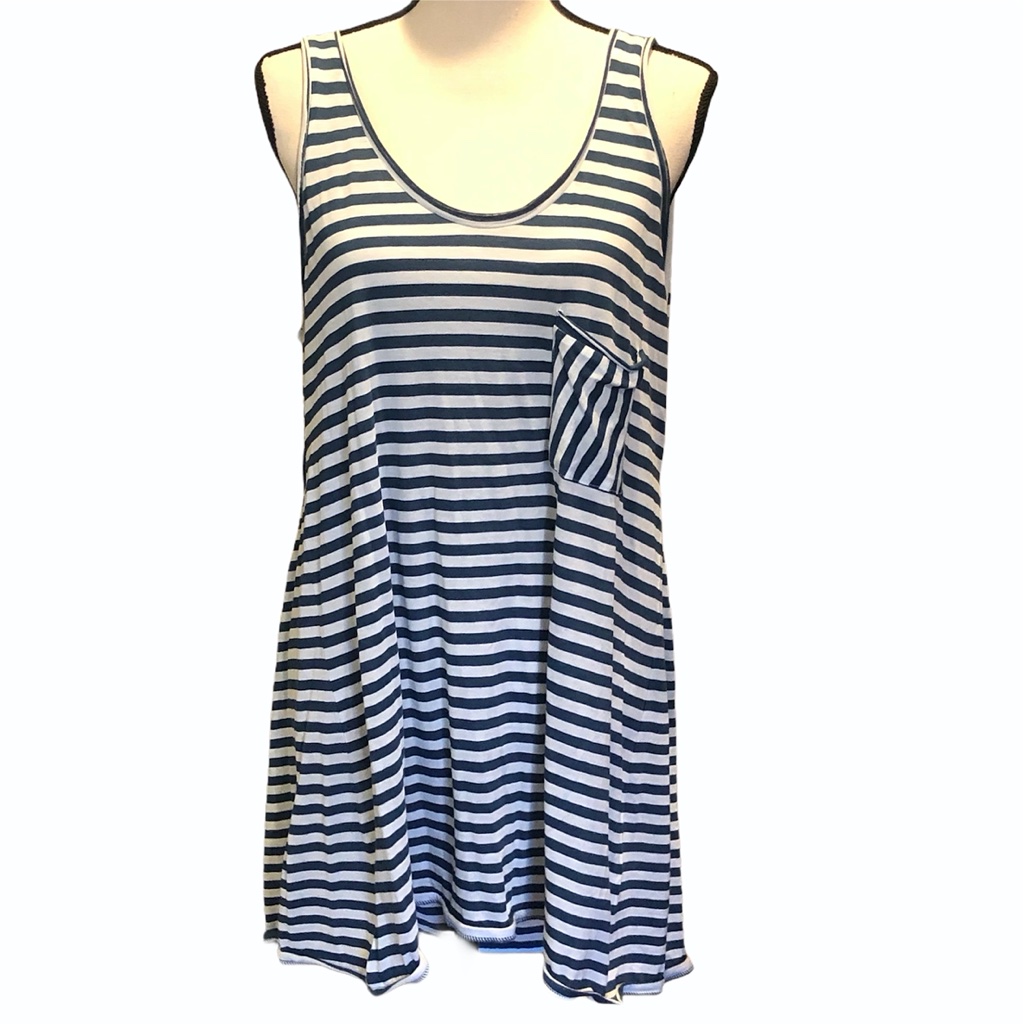 Demylee Pima Cotton Blue/White Stripe Tank/Tunic — image 2 of 8
